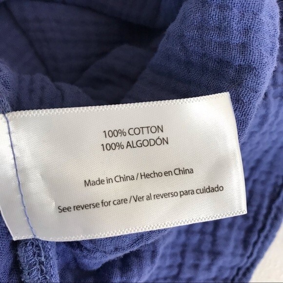 Three Dots Double Gauze Cap Sleeve V Neck Periwinkle Top Women Size Large - Picture 10 of 12